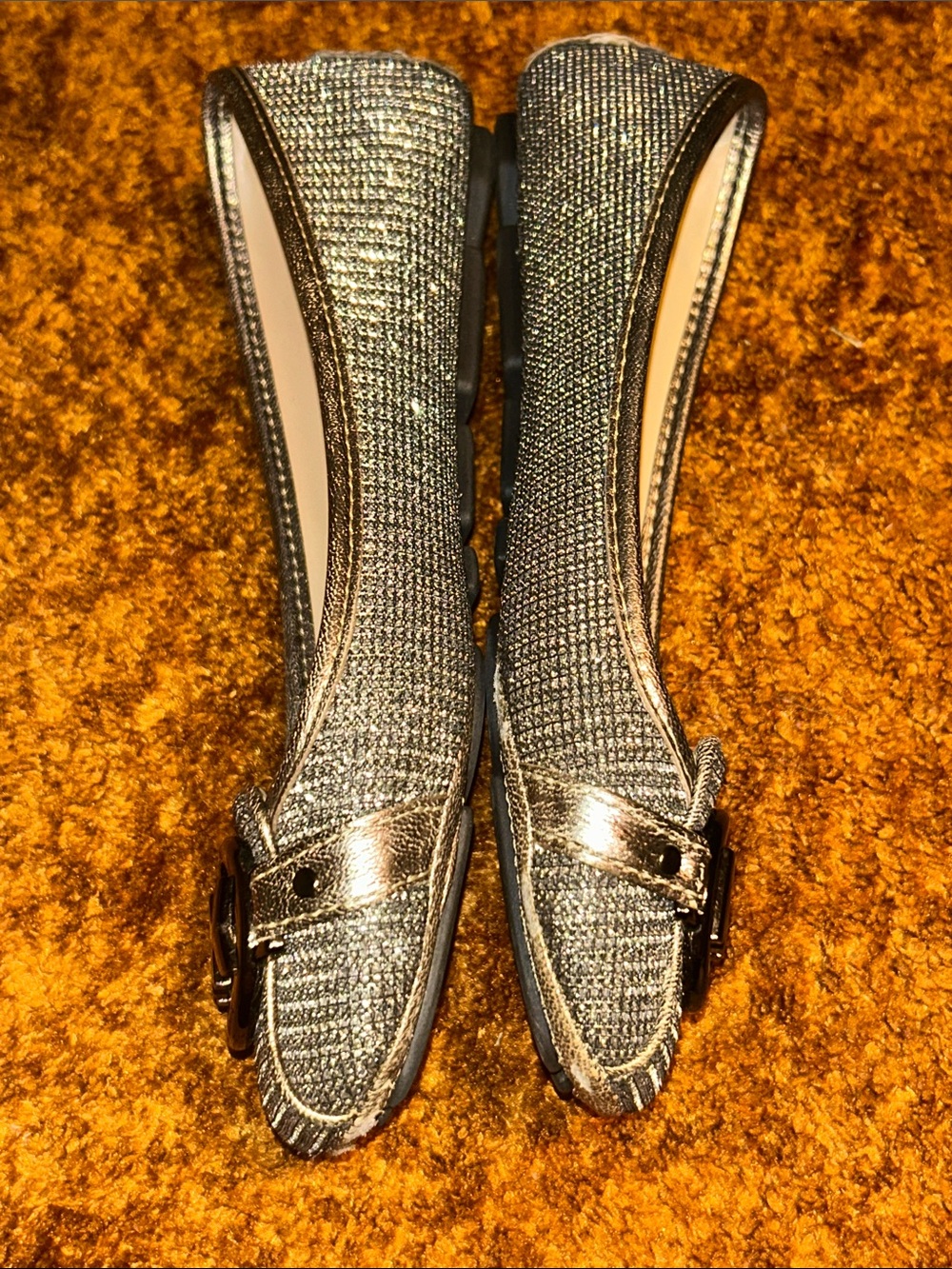 Michael Kors Silver Glitter MK Medallion Flats - Picture 4 of 6